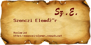 Szenczi Elemér névjegykártya